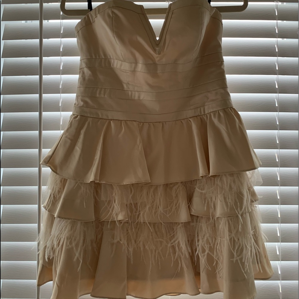 Bebe Cocktail Dress with feathers